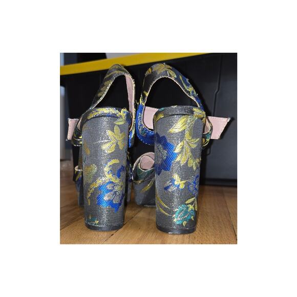 Circus by Sam Edelman Maria Metallic Floral Block Heel 7 1/2 90s Y2K - Picture 3 of 6